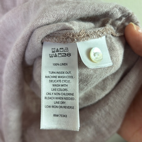 Artisan NY 100% Linen Button Down Shirt Roll Up Sleeves size M - Picture 5 of 8